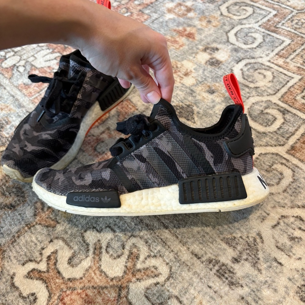 Adidas Big Kids NMD R1 Sneakers - Black and Gray Camouflage